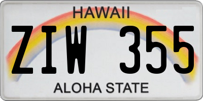 HI license plate ZIW355