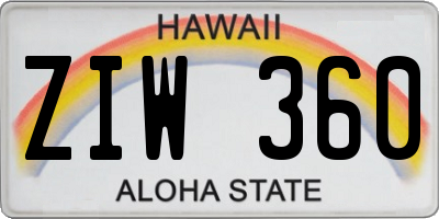 HI license plate ZIW360