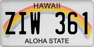 HI license plate ZIW361