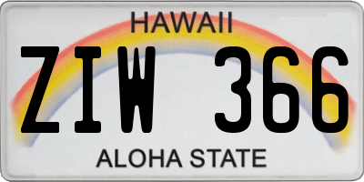 HI license plate ZIW366