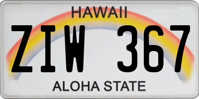 HI license plate ZIW367