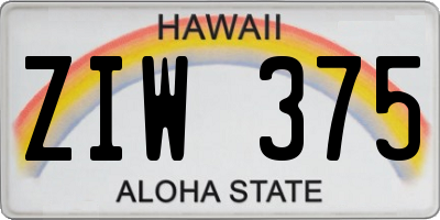 HI license plate ZIW375