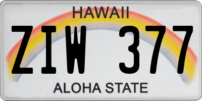 HI license plate ZIW377