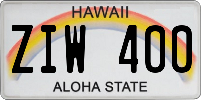 HI license plate ZIW400