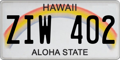 HI license plate ZIW402