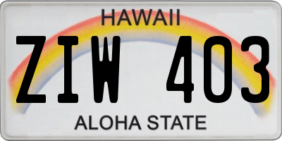 HI license plate ZIW403