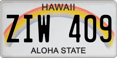 HI license plate ZIW409