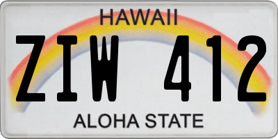 HI license plate ZIW412