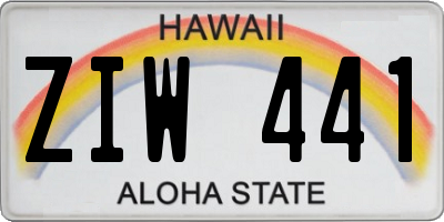 HI license plate ZIW441