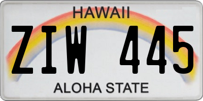 HI license plate ZIW445