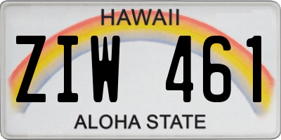 HI license plate ZIW461