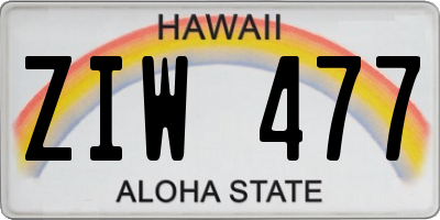 HI license plate ZIW477