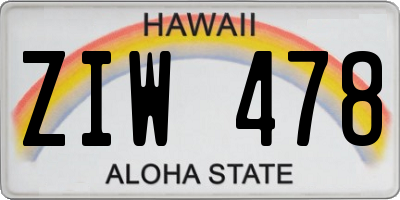 HI license plate ZIW478