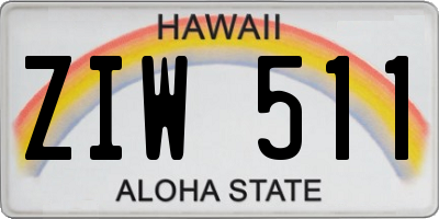 HI license plate ZIW511