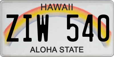 HI license plate ZIW540