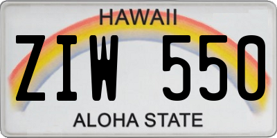 HI license plate ZIW550