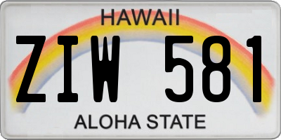 HI license plate ZIW581