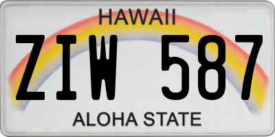 HI license plate ZIW587