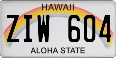 HI license plate ZIW604