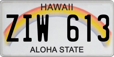 HI license plate ZIW613