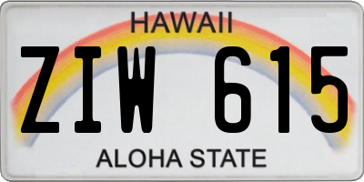 HI license plate ZIW615