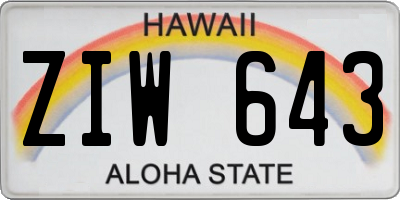 HI license plate ZIW643