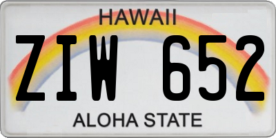HI license plate ZIW652