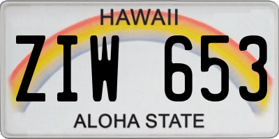 HI license plate ZIW653