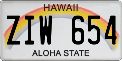 HI license plate ZIW654