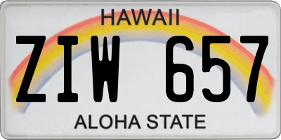 HI license plate ZIW657