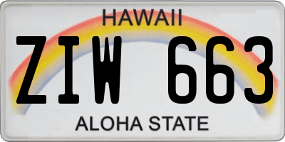 HI license plate ZIW663