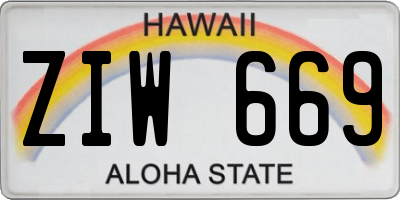 HI license plate ZIW669