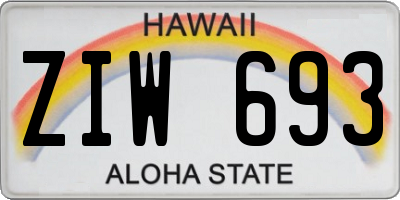 HI license plate ZIW693