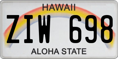 HI license plate ZIW698