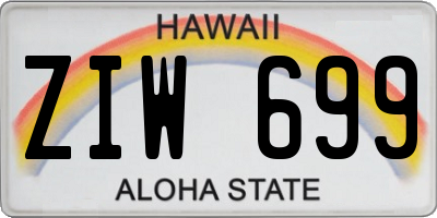 HI license plate ZIW699