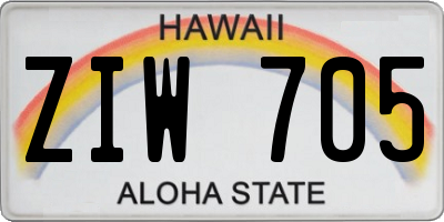 HI license plate ZIW705