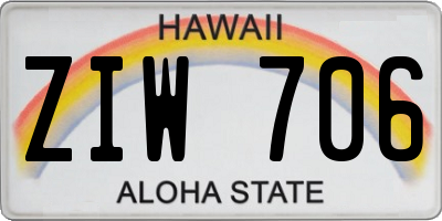 HI license plate ZIW706