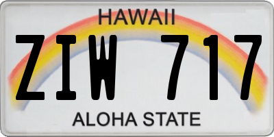 HI license plate ZIW717