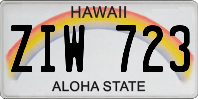 HI license plate ZIW723