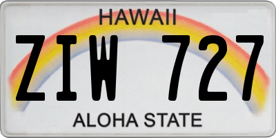 HI license plate ZIW727