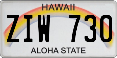 HI license plate ZIW730