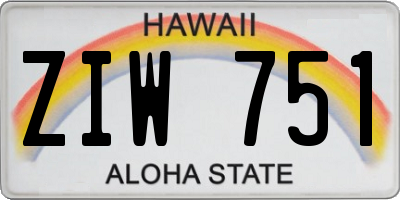 HI license plate ZIW751
