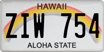 HI license plate ZIW754