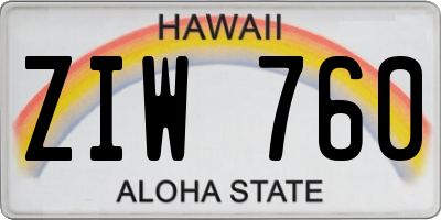 HI license plate ZIW760