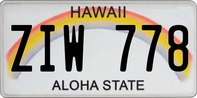 HI license plate ZIW778