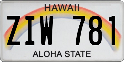 HI license plate ZIW781