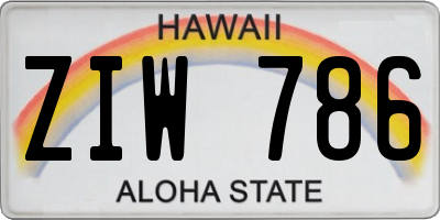 HI license plate ZIW786