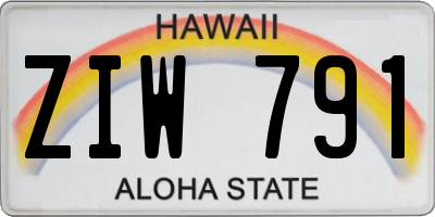 HI license plate ZIW791