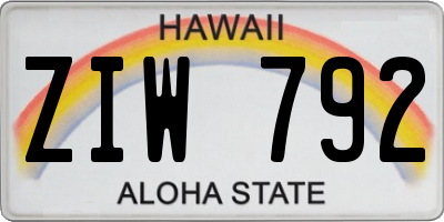 HI license plate ZIW792