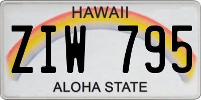 HI license plate ZIW795